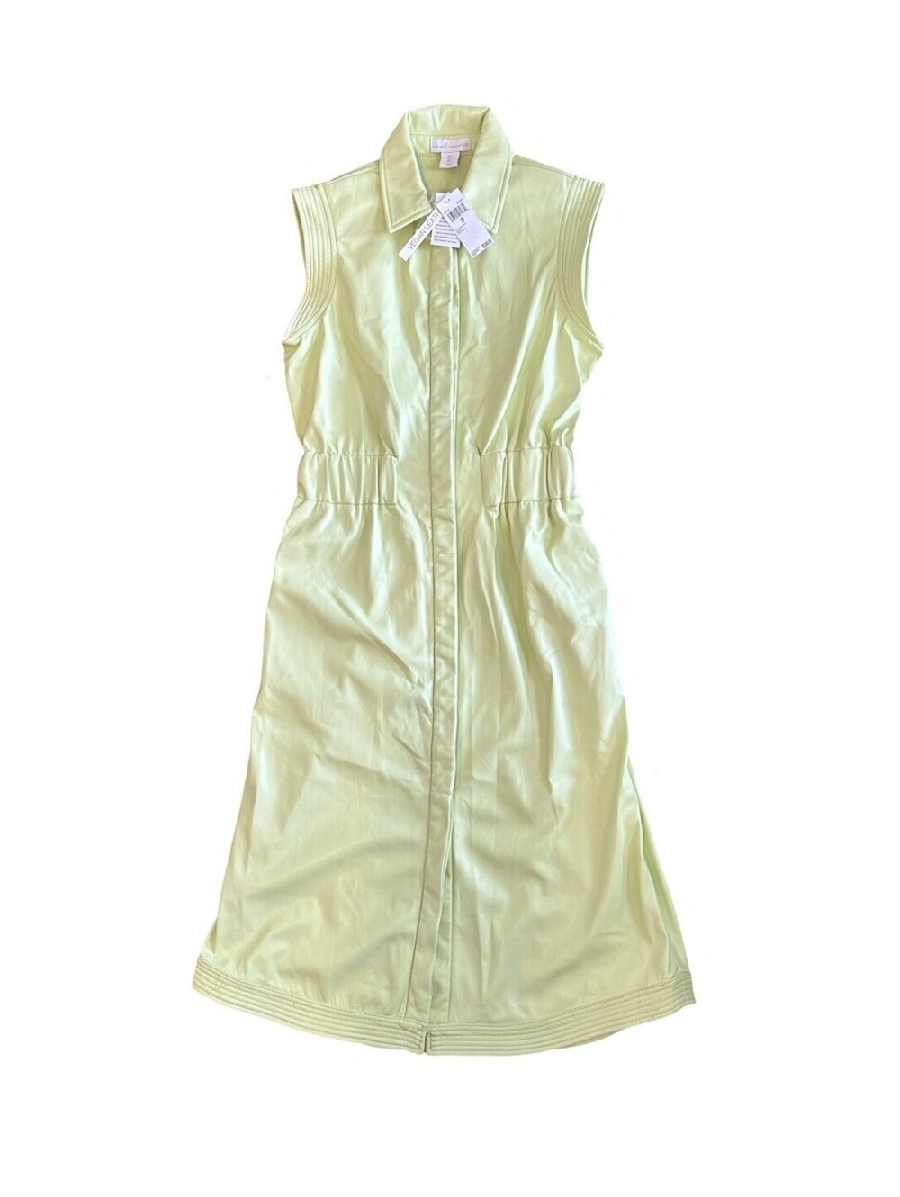 NWT House of Harlow 1960 Women's Lime Green Vegan Leather Midi Dress $249 Small